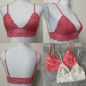 2-pack Women Lace Bralette Sexy Bra Floral Lingerie Sleepwear Night Top Size S/M